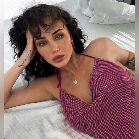 Open-Back Pink Crystal Top - Picture 1 of 3